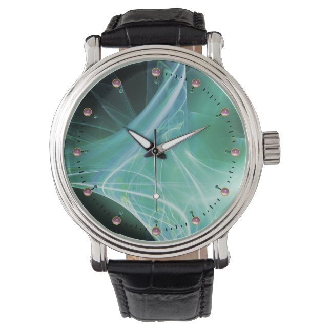 RELOJ DE PULSERA PLANTAS FRACTALES EN TURQUÍA VERDE AZUL VERDE AZUL (Anverso)