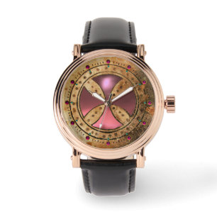 Reloj De Pulsera PLANTILLA ANTIGUA Gema rosa claro CRUZ