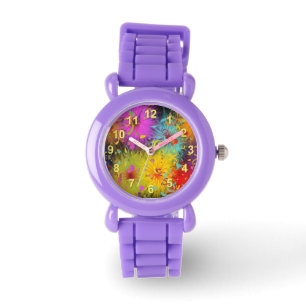 Reloj De Pulsera Plantilla borrosa colorida de Splat y del confeti