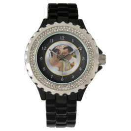 Reloj De Pulsera Plantilla de foto de Keepsake en cromo negro