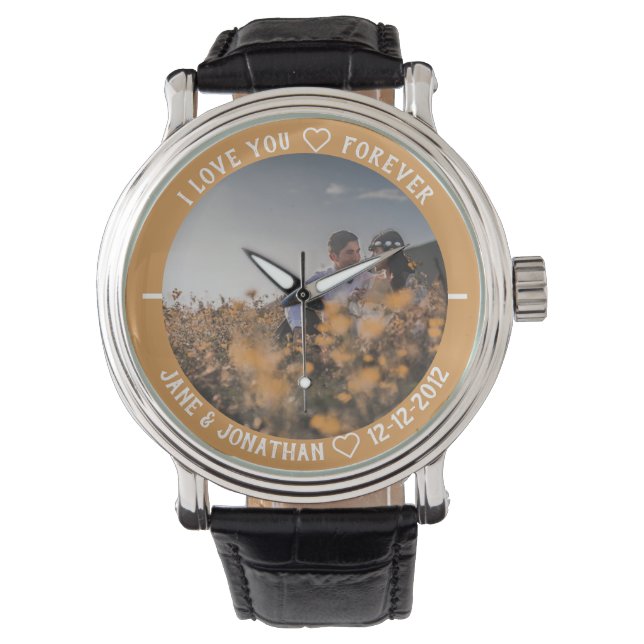 Reloj De Pulsera Plantilla de fotografía de aniversario de matrimon (Anverso)