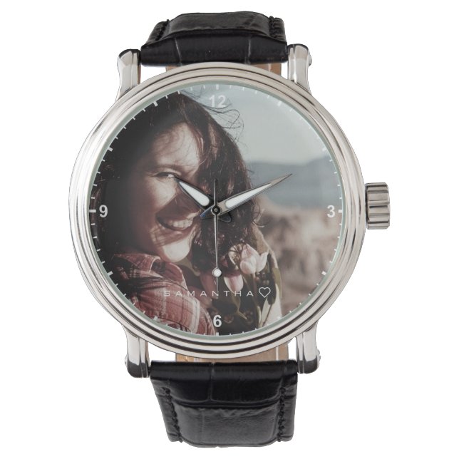 Reloj De Pulsera Plantilla de fotografía de nombre personalizado mi (Anverso)