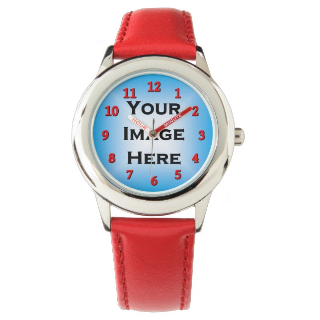 Reloj De Pulsera Plantilla de números rojos de imagen (Anverso)