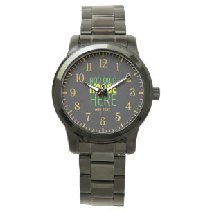RELOJ DE PULSERA PLANTILLA DE TEXTO DE IMAGEN NEGRA SENCILLA EDITAB