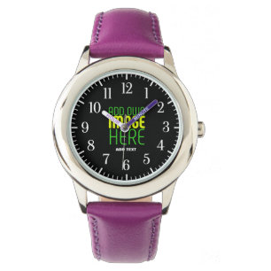 RELOJ DE PULSERA PLANTILLA DE TEXTO DE IMAGEN NEGRA SENCILLA EDITAB