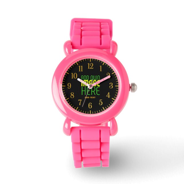 RELOJ DE PULSERA PLANTILLA DE TEXTO DE IMAGEN NEGRA SENCILLA EDITAB (Anverso)