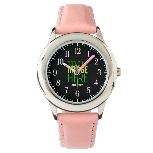 RELOJ DE PULSERA PLANTILLA DE TEXTO DE IMAGEN NEGRA SENCILLA EDITAB (Anverso)
