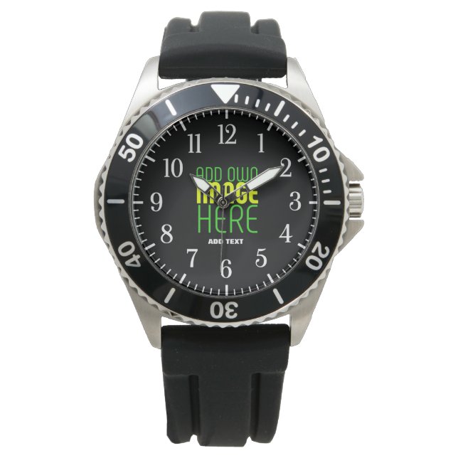 RELOJ DE PULSERA PLANTILLA DE TEXTO DE IMAGEN NEGRA SENCILLA EDITAB (Anverso)