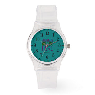 RELOJ DE PULSERA PLANTILLA DE TEXTO DE IMAGEN VERDE TEAL CLARO BONI