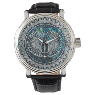 Reloj De Pulsera Plata y olmo egipcios del escarabajo del