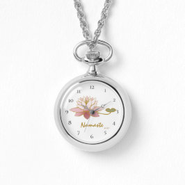Reloj De Pulsera *~* Plata Zen Color Rosa Namaste Flor Rosa Espirit