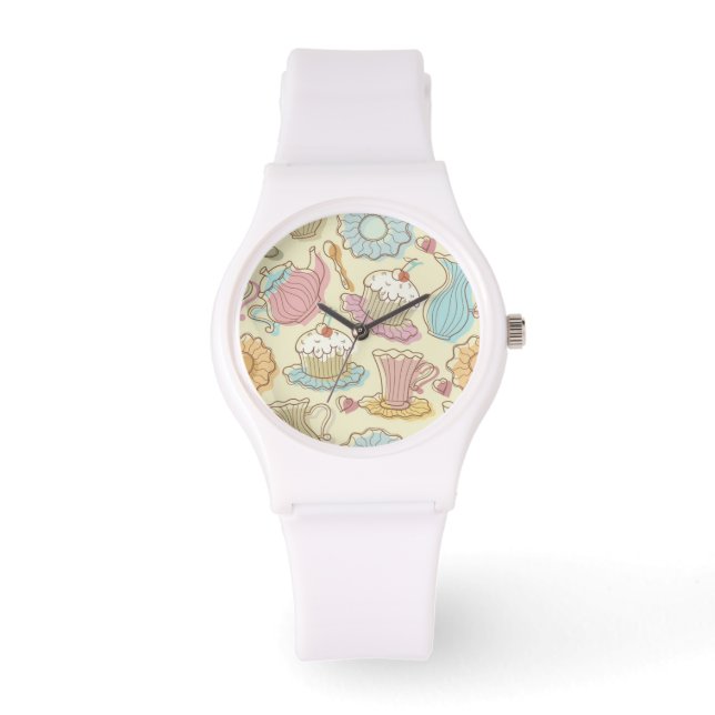 Reloj De Pulsera Platos de dibujo a mano Silhouettes (Anverso)