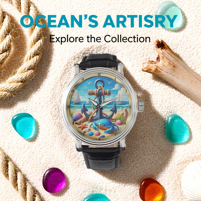 Reloj De Pulsera Playa Cangrejo Ancla Náutico  (Subido por el creador)