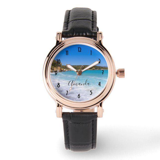 Reloj De Pulsera Playa Exótica Isla Tropical (Anverso)