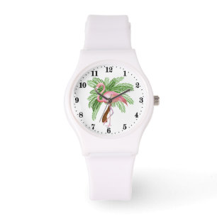 Reloj De Pulsera Playa pequeña de flamencos rosas