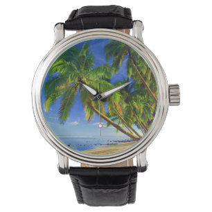 Reloj De Pulsera Playa tropical de la isla de Sandy de la palmera