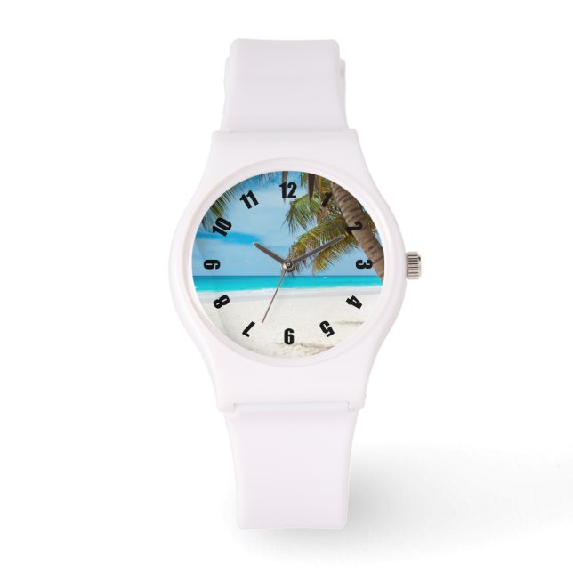 Reloj De Pulsera Playa Turquesa Tropical (Anverso)