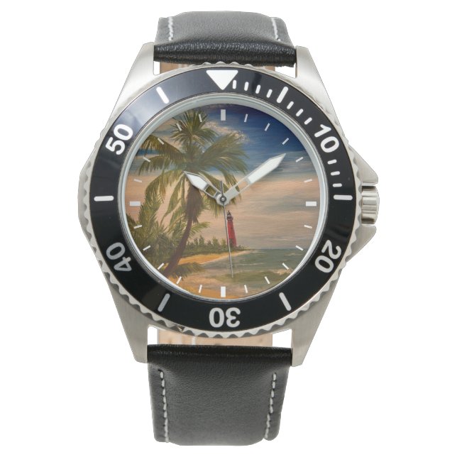 Reloj De Pulsera Playa y faro de la costa este, por Gary Poling (Anverso)