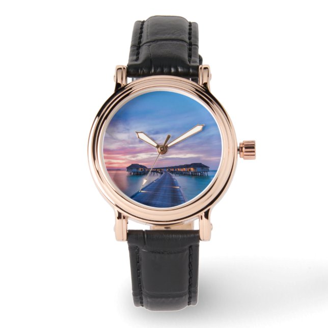 Reloj De Pulsera Playas tropicales | Bungalows Maldivas (Anverso)