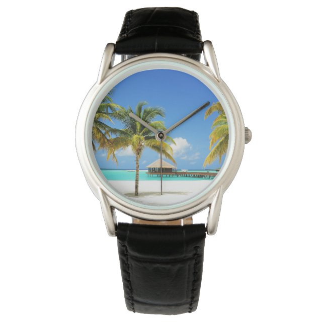 Reloj De Pulsera Playas tropicales | Isla y Laguna, Maldivas (Anverso)