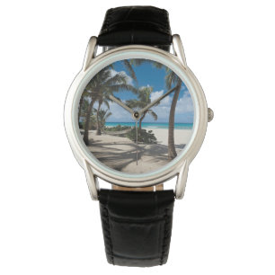 Reloj De Pulsera Playas tropicales   Playa de Anguila, palmera