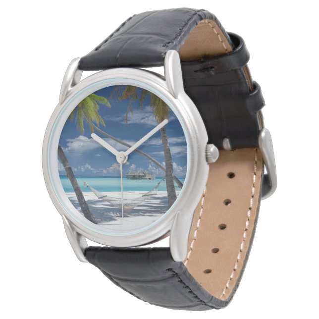 Reloj De Pulsera Playas tropicales | Sandy Beach, Maldivas (Angular)
