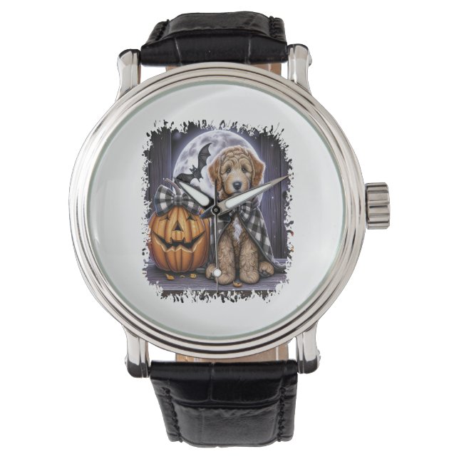 Reloj De Pulsera Plaza de Halloween del perro Labradoodle (Anverso)