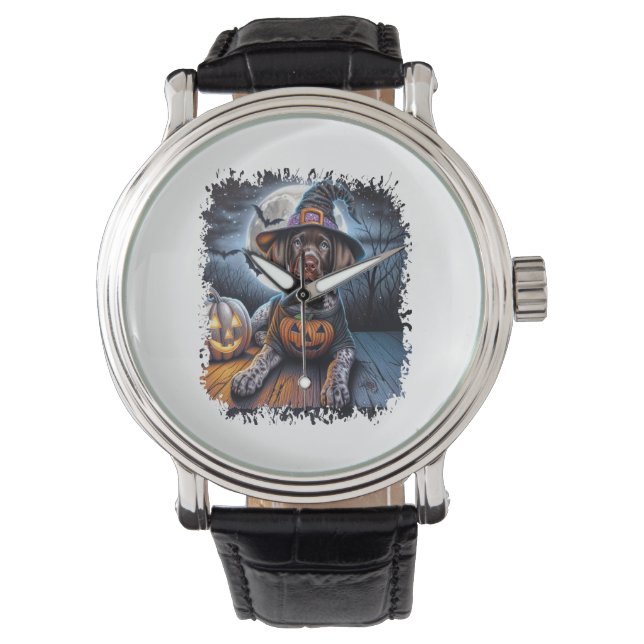 Reloj De Pulsera Plaza de Halloween del perro puntero (Anverso)