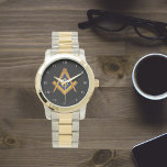 Reloj De Pulsera Plaza Freemason y oro Masónico de la Compañía de C<br><div class="desc">Así que más bien,  Freemason,  square y compass,  charity,  Masonic Símbolo watch.</div>