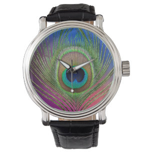 Reloj De Pulsera Pluma de la cola de un pavo real
