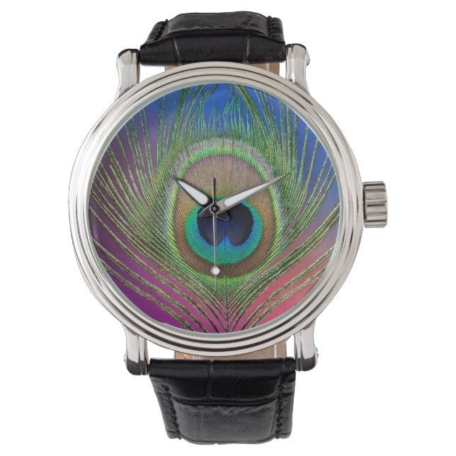 Reloj De Pulsera Pluma de la cola de un pavo real (Anverso)