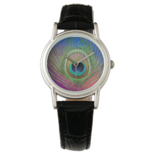 Reloj De Pulsera Pluma de la cola de un pavo real