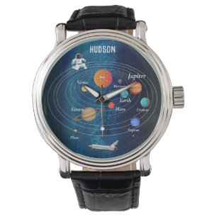 Reloj De Pulsera Plutón de nave espacial astronauta del sistema sol