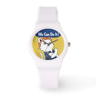 Reloj De Pulsera ¡Podemos Hacerlo! El gato blanco Rosie the Riveter