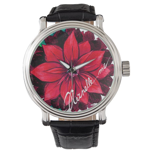 Reloj De Pulsera POINSETTIA CLÁSICO en ROJO (Anverso)