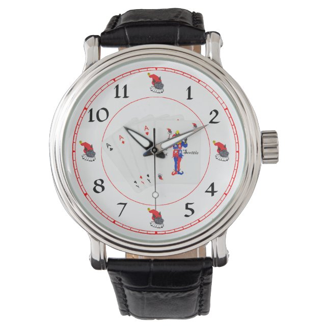 Reloj De Pulsera Póker de Terrier Escocés Afortunado (Anverso)