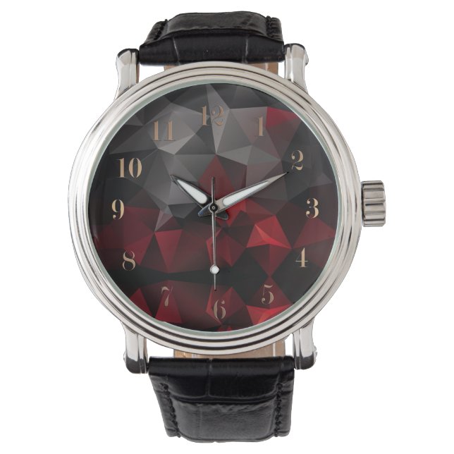 Reloj De Pulsera Polígono , negro y rojo (Anverso)