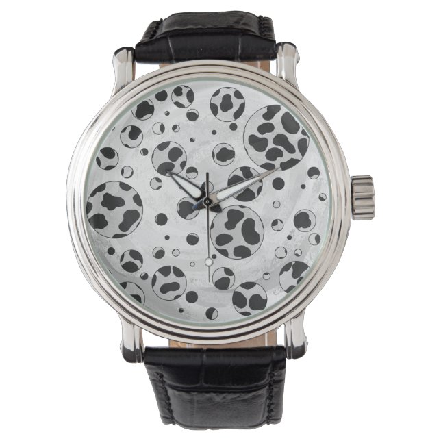 Reloj De Pulsera Polka dálmata negro y blanco (Anverso)