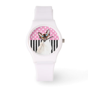 Reloj De Pulsera Polka rosa siamesa