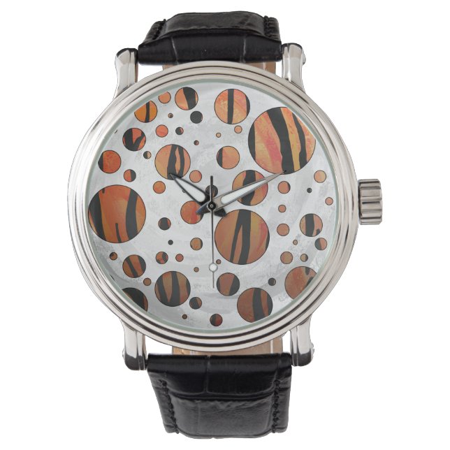 Reloj De Pulsera Polks Dot Tiger Hot naranja e impresión en negro (Anverso)