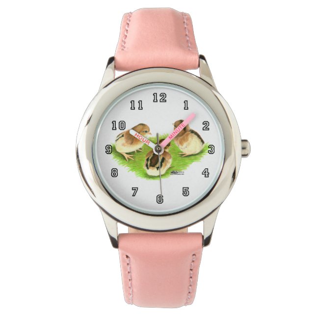 Reloj De Pulsera Pollitas Negras Rojas Aseel (Anverso)