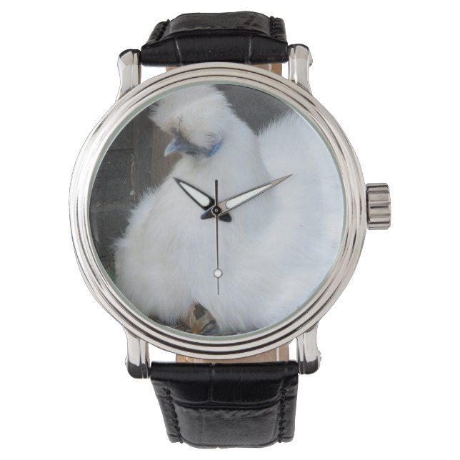Reloj De Pulsera Pollo blanco suave y negro (Anverso)