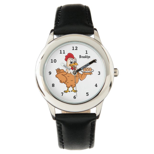 Reloj De Pulsera Pollo con huevos en el personalizado de placa (Anverso)