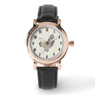 Reloj De Pulsera Pollo Vintage Y Tejido A Rayas