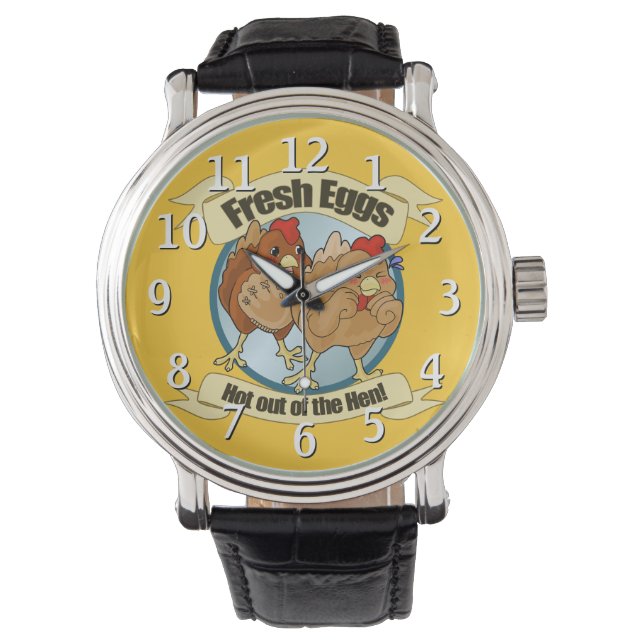 Reloj De Pulsera Pollos divertidos y logotipo de huevos frescos (Anverso)