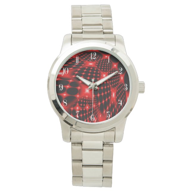 Reloj De Pulsera Polvo de red brillante rojo (Anverso)