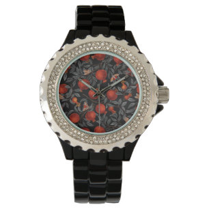 Reloj De Pulsera Pomegranatos y motos de bella en rojo y gris