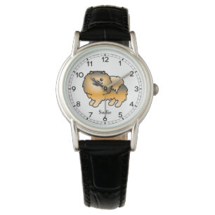 Reloj De Pulsera Pomerania Sable Naranja Perro De Dibujos Animados 