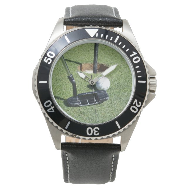 Reloj De Pulsera Poniendo El Golf En El Verde, (Anverso)
