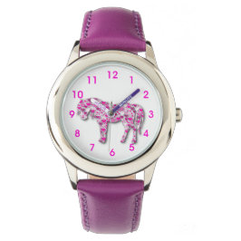 Reloj De Pulsera Pony de caballo rosa y morado